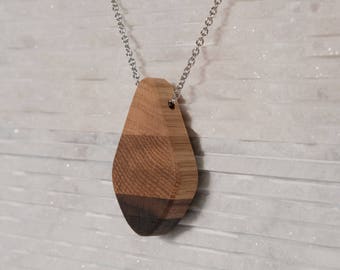 Wood Necklace - Gradient Teardrop