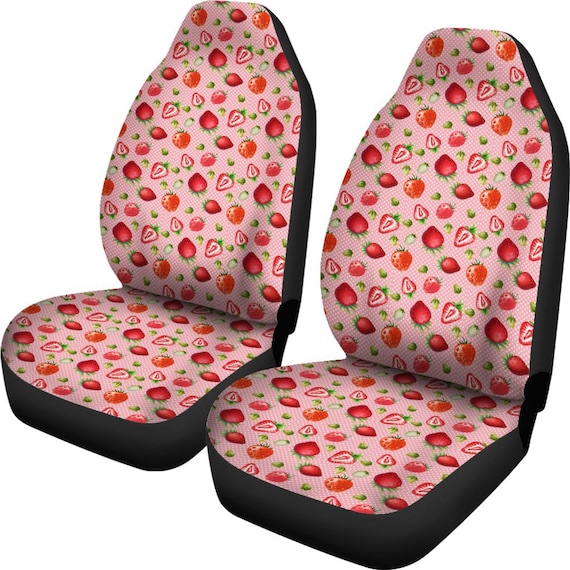 Strawberries Pink Car Seat Covers set of 2 Interior Car Accessories Kawaii  Seat Protectors Cute Car Accessories 