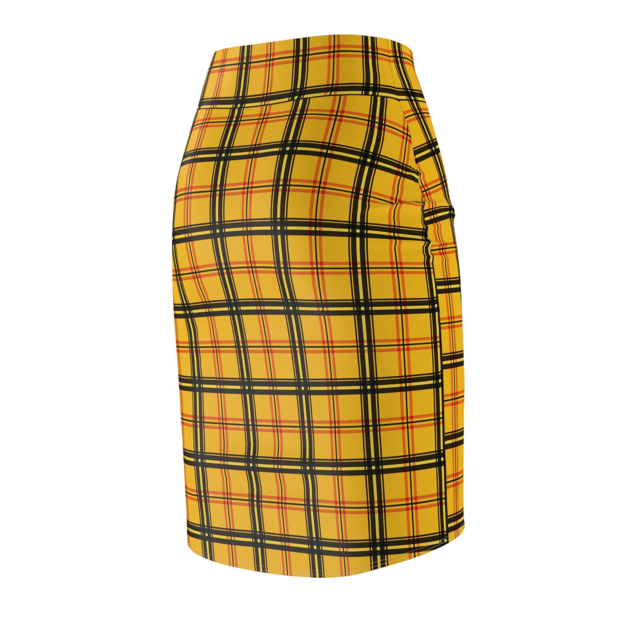 Mustard plaid cheap pencil skirt