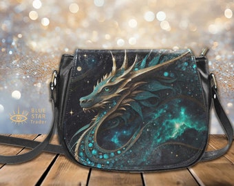 Emerald Green Dragon Bag, Vegan Crossbody Bag, Saddle Bag Purse, Cross Body Saddlebag