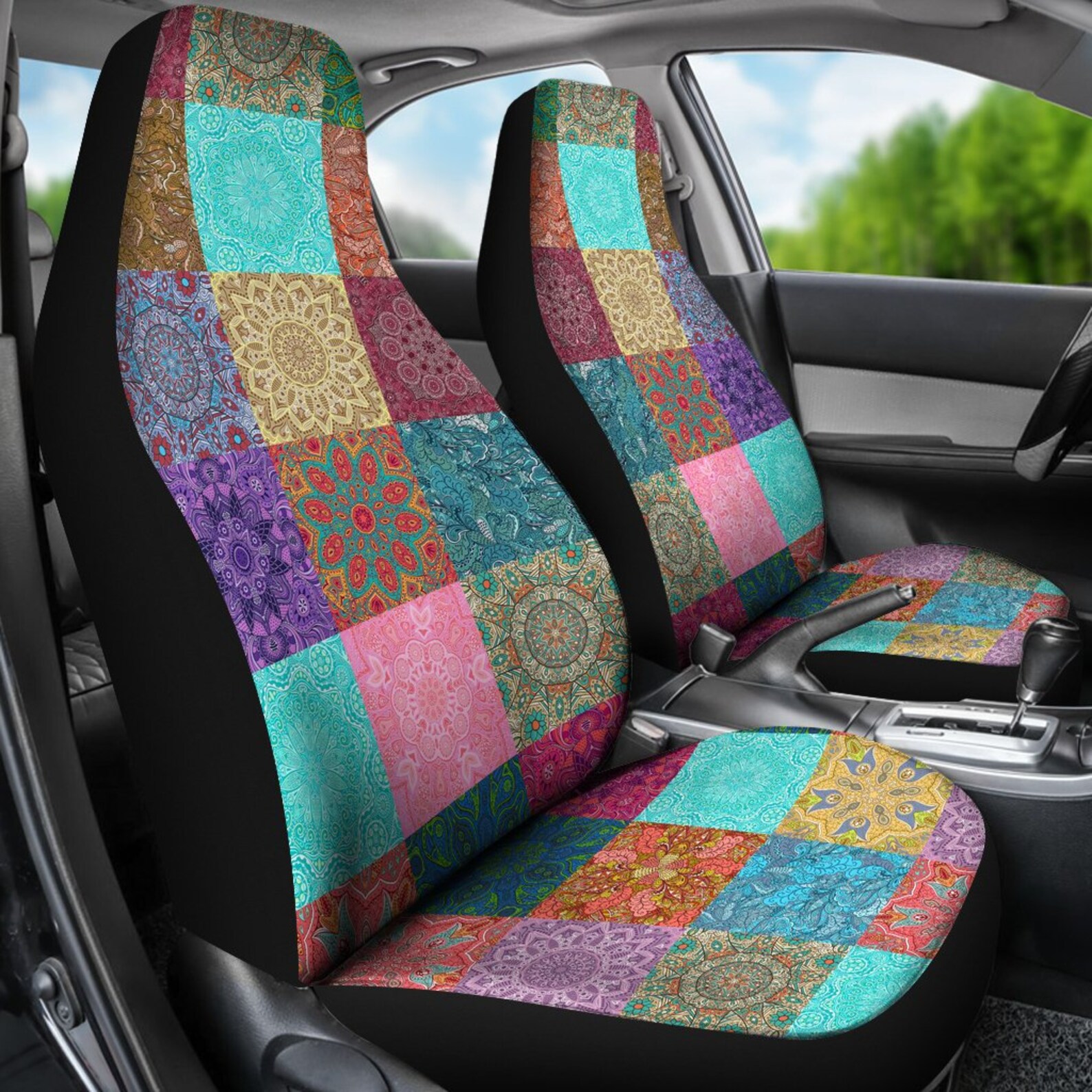 Patchwork Colorful Seat Covers set of 2 Car Accessory Etsy
