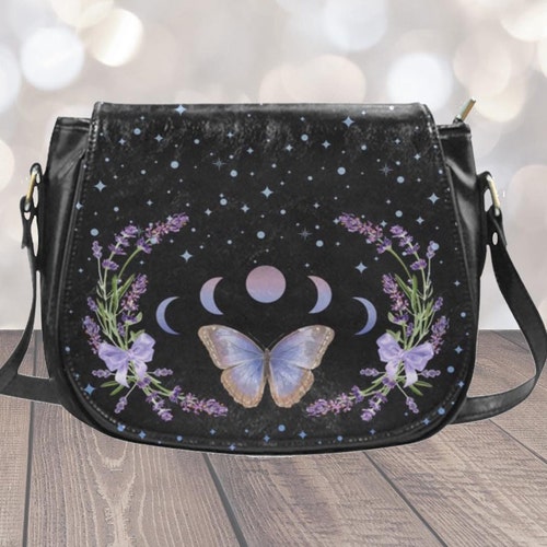 Blue Butterfly Purse Floral Saddlebag Witchy Cottagecore Etsy
