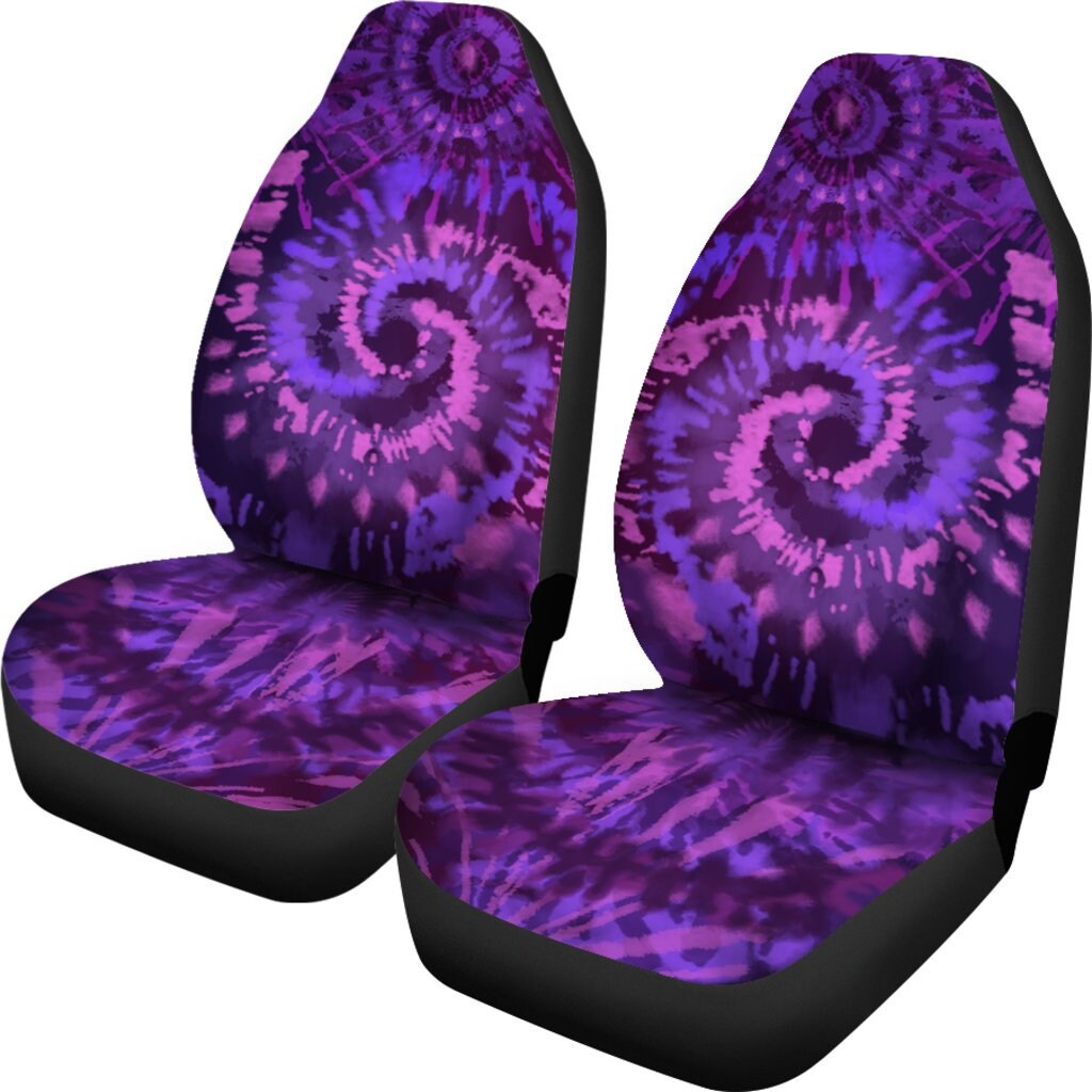 Boho Purple Tie Dye Car Seat Covers Set of 2 Hippie Groovy Etsy