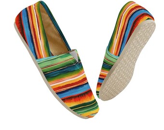 Boho Colorful Striped Casual Shoes - Every Day Slip On Shoes - Cute Summer Womens Mens Unisex