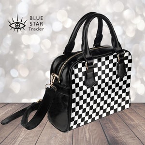 Checkered Purse Black White Handbag Checkered Shoulder Bag 