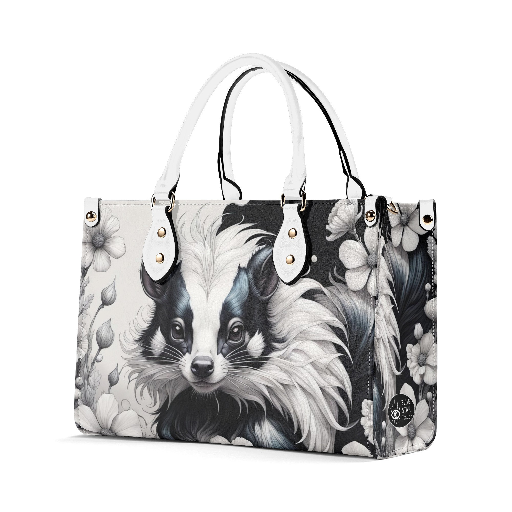 Cute Skunk Luxury Purse, Handbag, Vegan Leather Cottagecore Bag, Animals Shoulder Bag