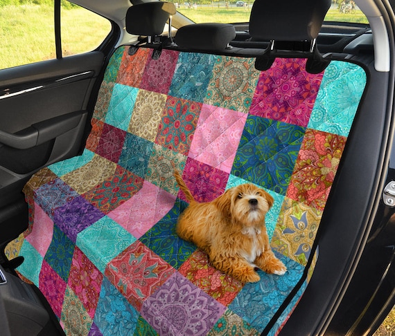 Housses de protection arrière de voiture à motif patchwork coloré bohème,  protection de siège pour animal de compagnie, conception de couette  multicolore -  France