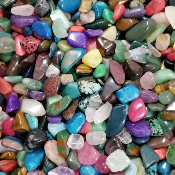 1/2 lb Small Mixed Tumbled Stones, 90+ Rocks VIBRANT Tumbled Rocks, Tumbled Crystals Bulk Mineral Gemstones, Polished Stones, Ships from USA