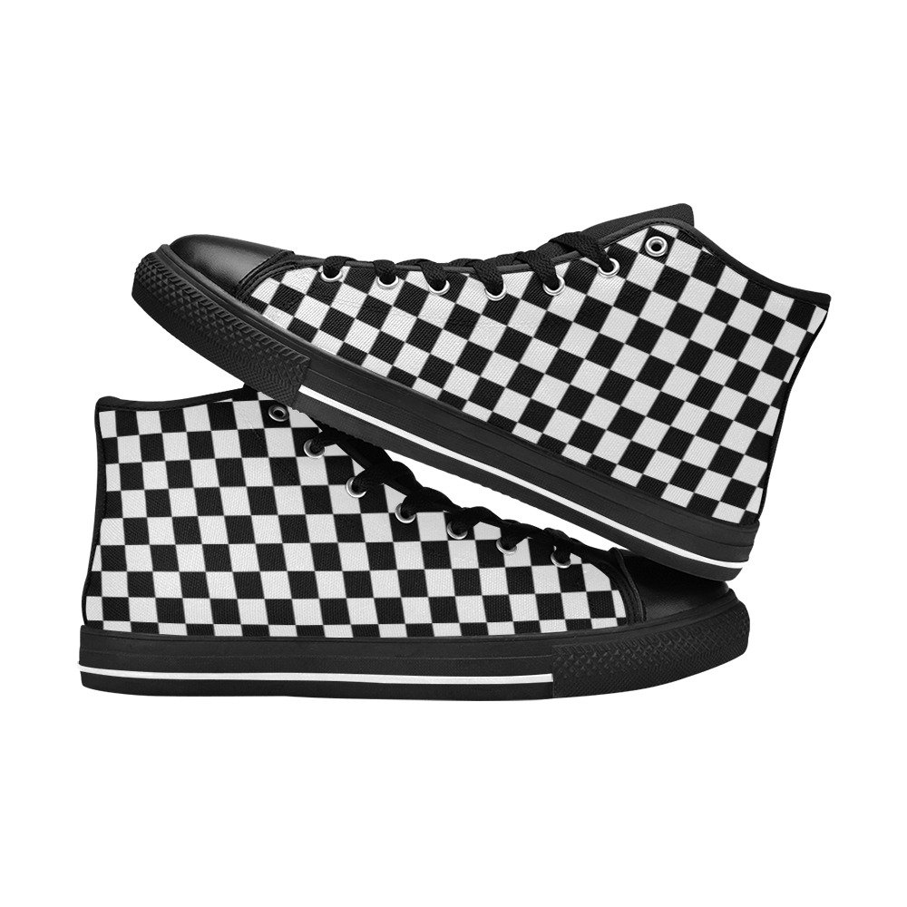 Black and clearance white checkered sneakers