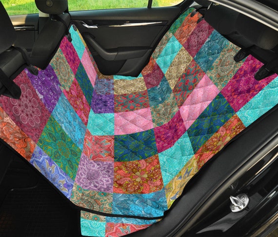 Housses de protection arrière de voiture à motif patchwork coloré bohème,  protection de siège pour animal de compagnie, conception de couette  multicolore -  France