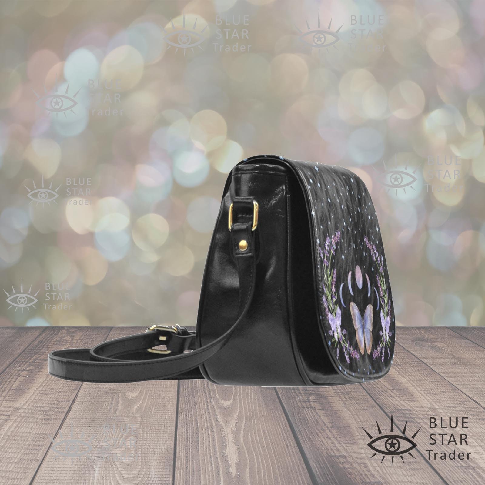 Vegan Saddle Bag Purse Purple Butterfly Saddlebag Etsy