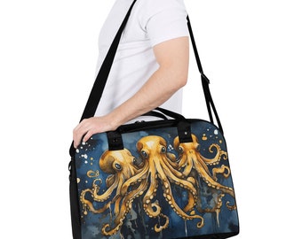 Blue Octopus Large Holdall Bag, Mens Womens Travel Bag, Office Bag, Sleepover bag, Artistic Watercolor