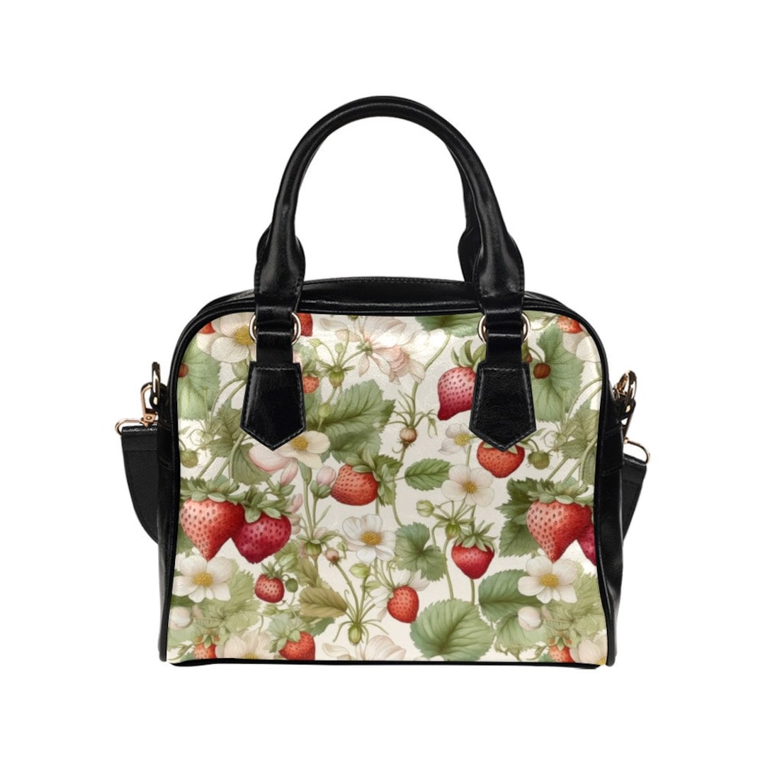 Cute White Strawberries Purse, Novelty Strawberries Fruit Shoulder Bag