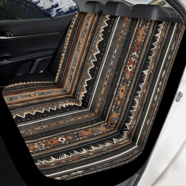 Tribal Brown Car Seat Covers Pair, Ethnic Striped Seat Cover for Car for Men Women, Car Seat Protector, Car Accessories