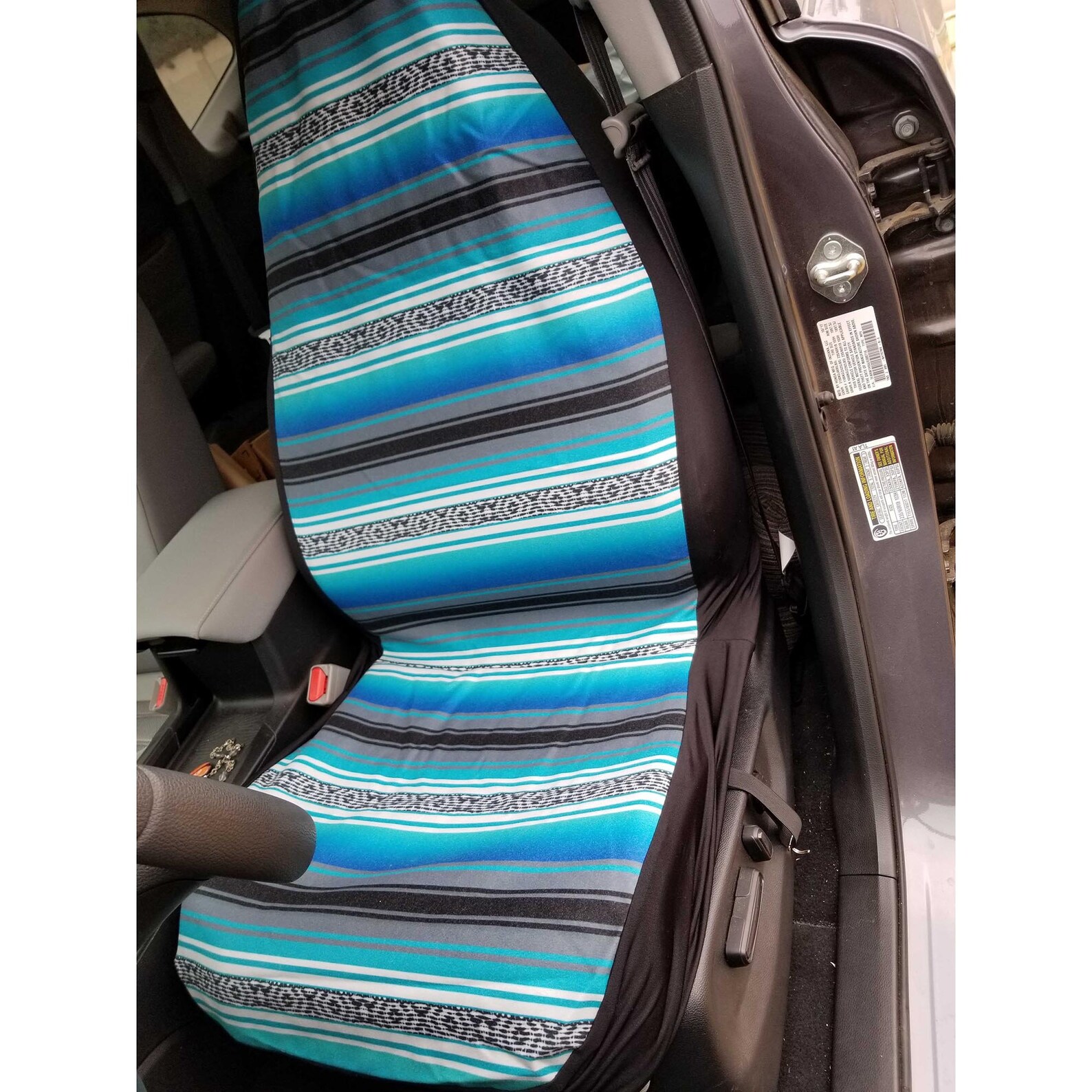 Car Seat Covers Mexican Blanket Turquoise Gray Black Pattern Etsy