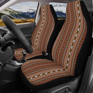Boho Rust Car Seat Covers Pair, Ethnic Car Seat Covers, Seat Cover for Car, Car Seat Protector, Car Accessory