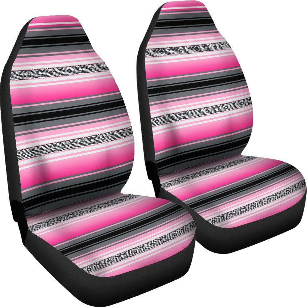 Car Seat Covers Mexican Blanket Pink Gray Black Pattern 02 Etsy
