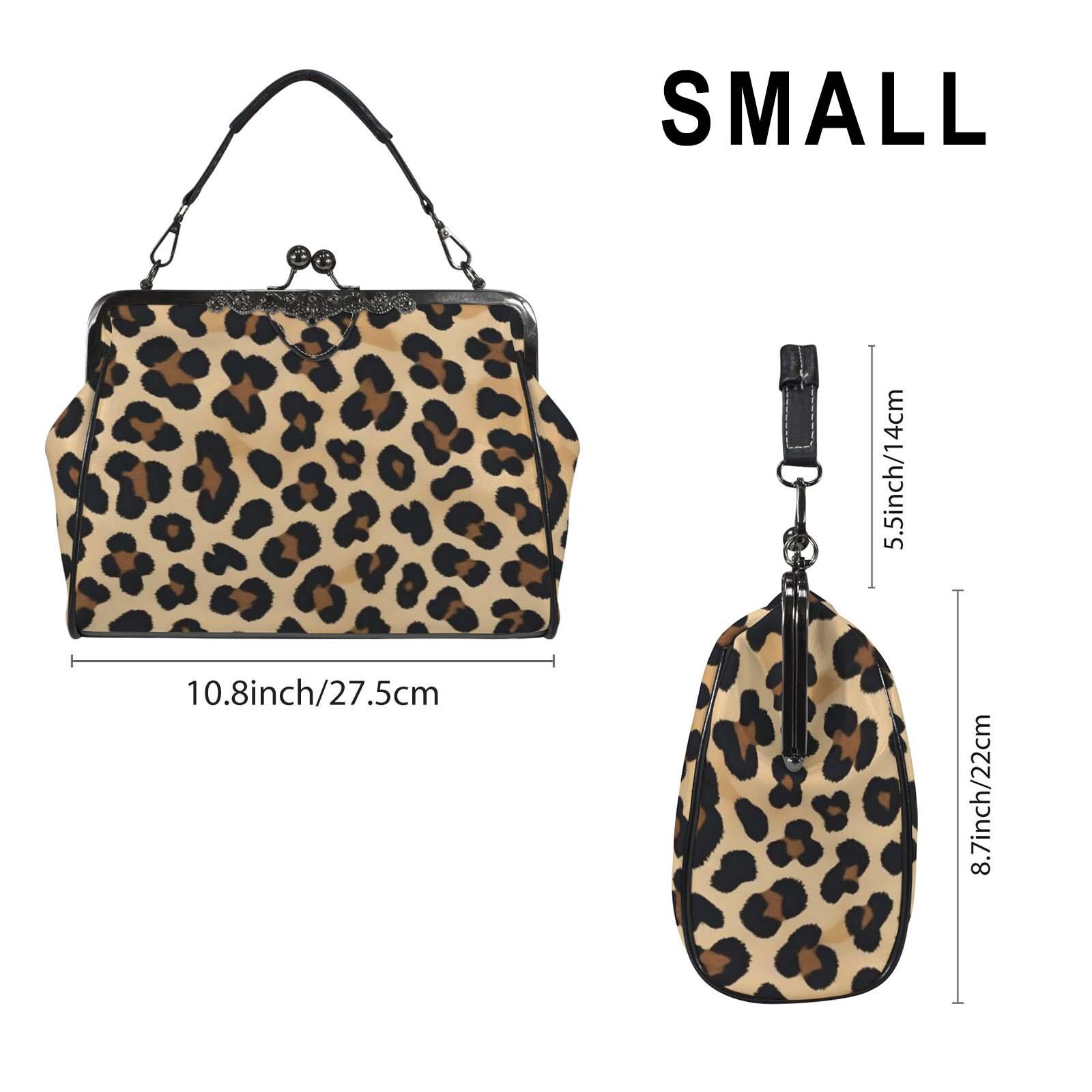 Oversized Leopard Print Kiss-Lock Clutch