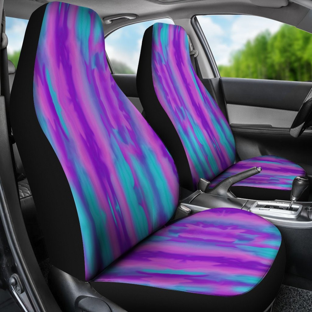 Purple Turquoise Blue Seat Covers Set of 2 Colorful Happy Etsy
