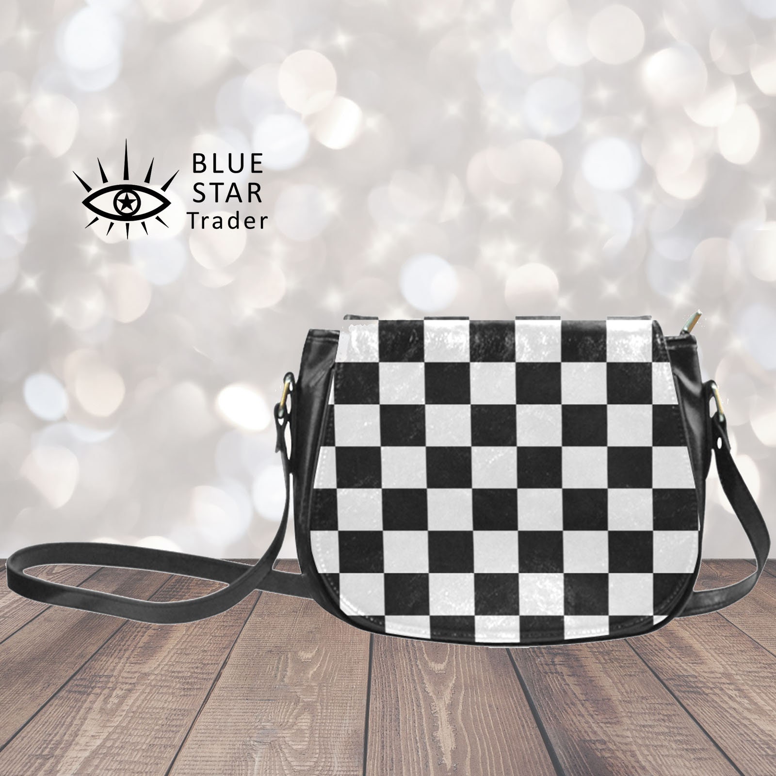 Black and white checkered crossbody Clearance