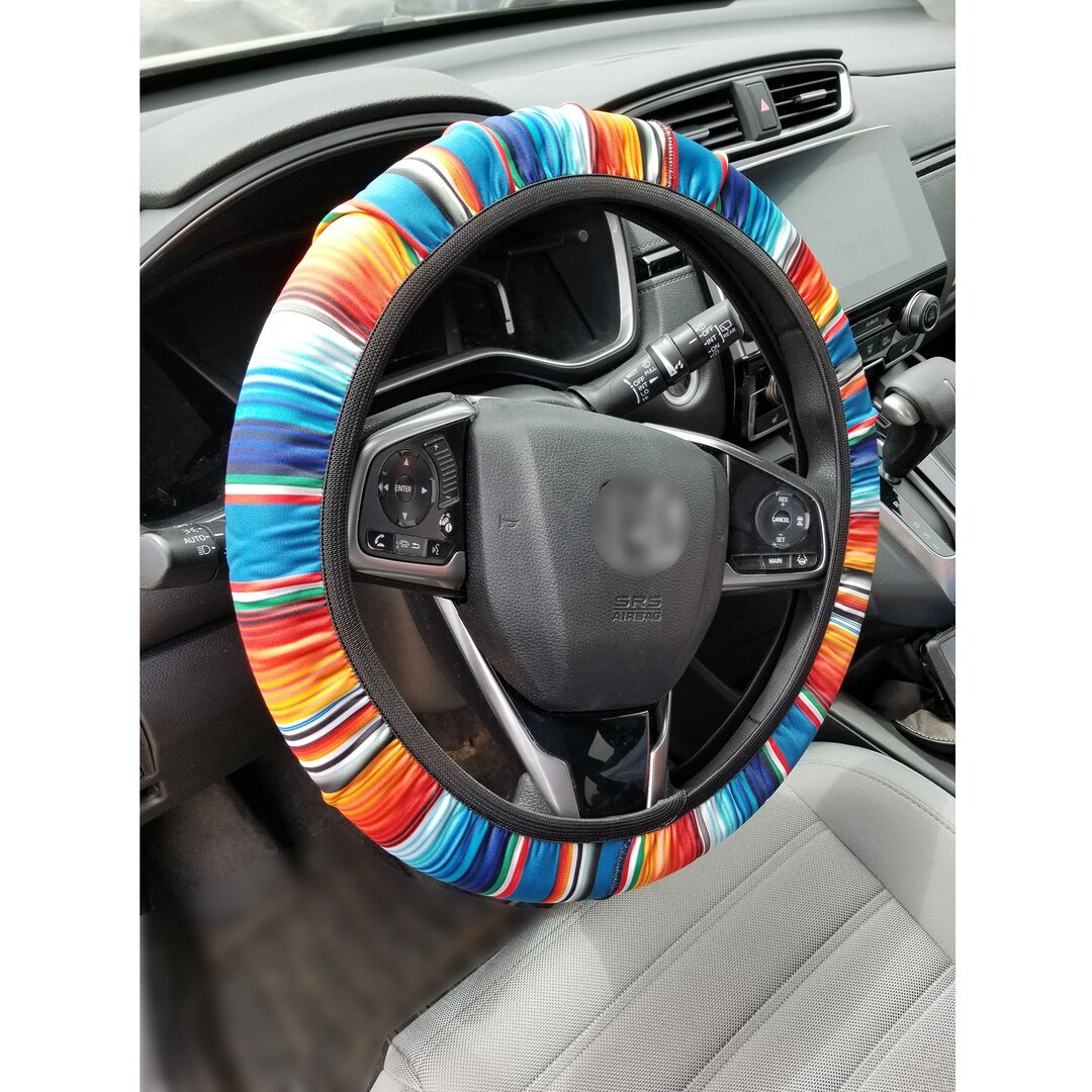 Blue Orange Mexican Blanket Design Neoprene Steering Wheel Etsy