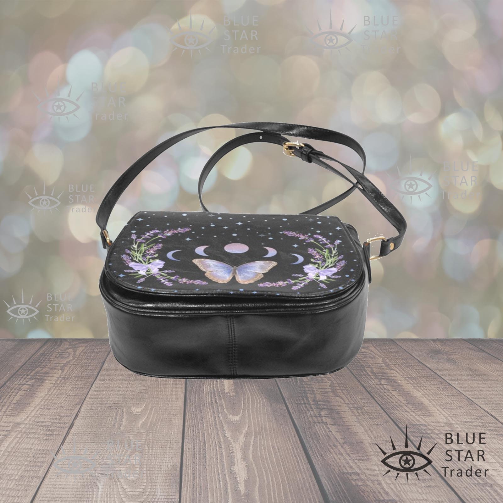 Vegan Saddle Bag Purse Purple Butterfly Saddlebag Etsy