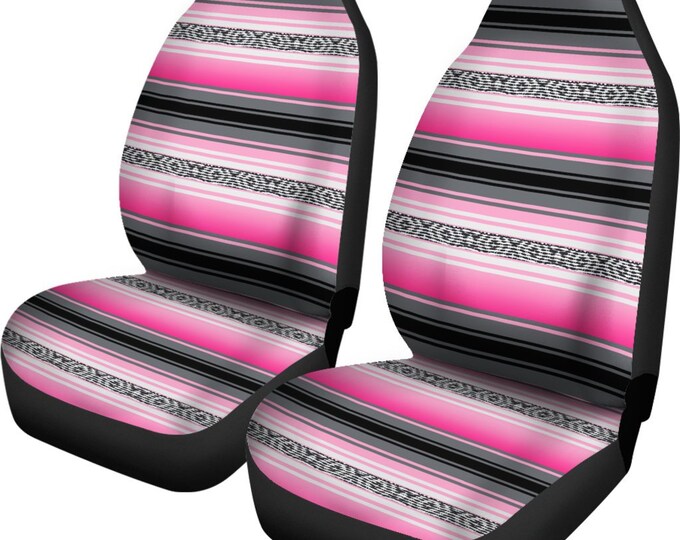 Car Seat Covers Mexican Blanket Pink Gray Black Pattern 02 Cute Car