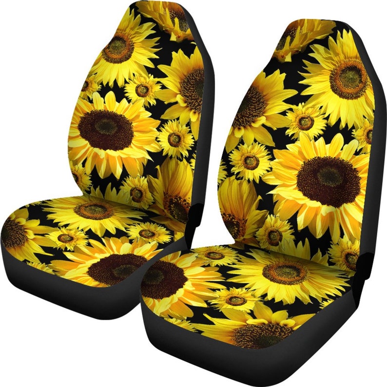 Yellow Sunflowers Black Car Seat Covers Nature Flowers Etsy