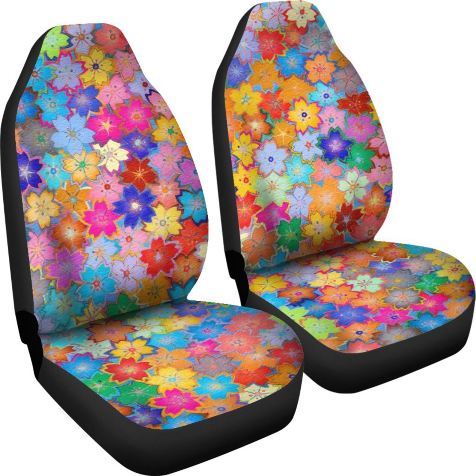 Colorful Watercolor Flowers Seat Covers set of 2 Happy Etsy