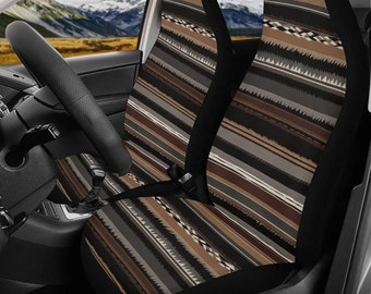 Masculine Brown Striped Car Seat Covers Pair, Western Stripes Seat Cover for Car for Men Women, Car Seat Protector, Car Accessories