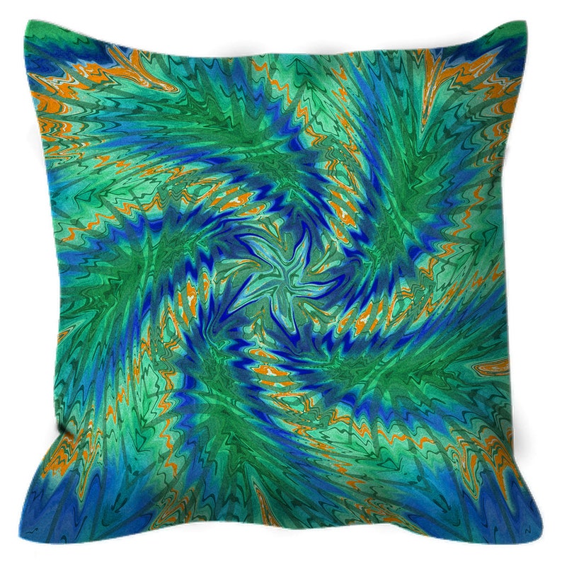 Outdoor Pillows Green Blue Orange Abstract Outside Pillows Etsy