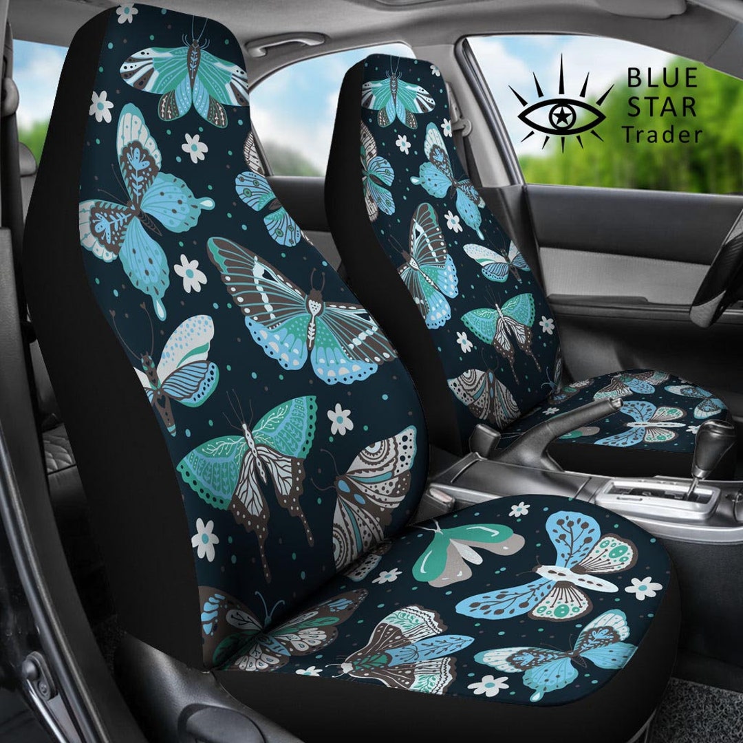 Blue Butterfly Car Seat Covers set of 2 Covers Boho Etsy
