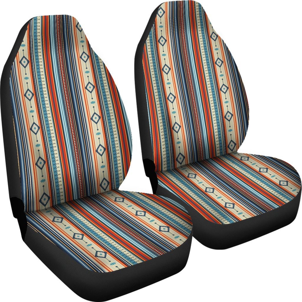 Boho Car Seat Covers set of 2 Covers Blue Orange Cream Etsy