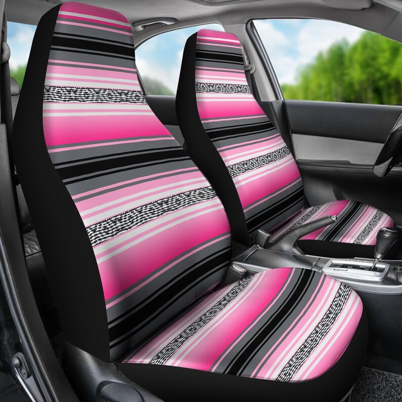 Car Seat Covers Mexican Blanket Pink Gray Black Pattern 02 Etsy