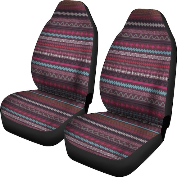 Boho Car Seat Covers set of 2 Covers Violet Red Trendy Striped