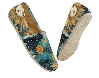 Sun Goddess Casual Shoes - Every Day Slip On Shoes - Blue Yellow - Womens Mens Unisex