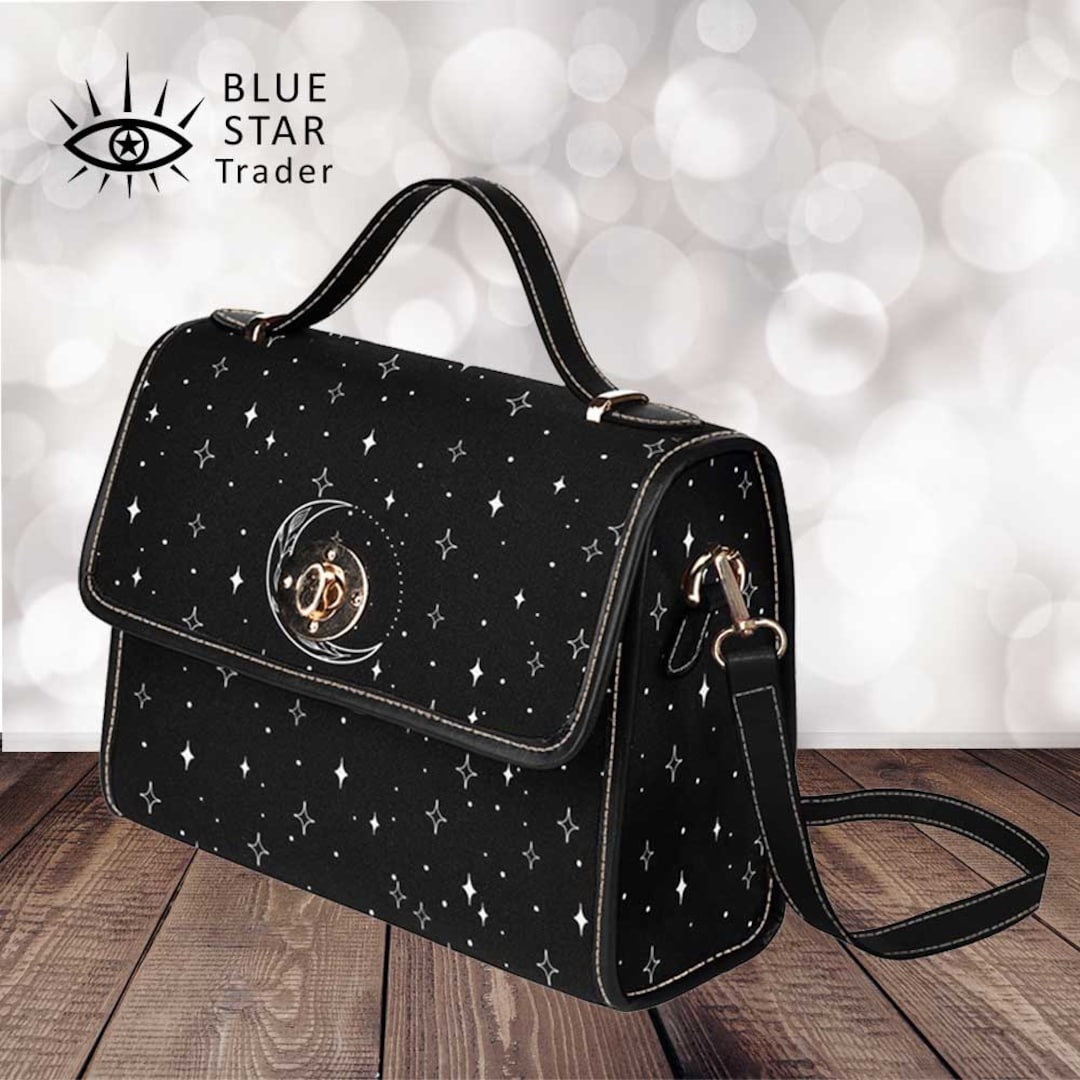 Minimalist Cute Moon Purse, Witch Herbal Canvas Satchel Bag