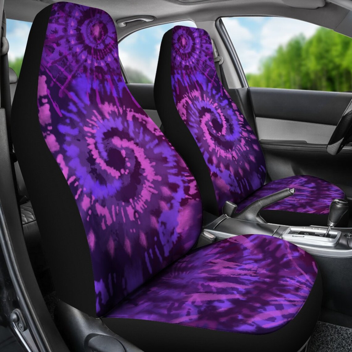Boho Purple Tie Dye Car Seat Covers Set of 2 Hippie Groovy Etsy