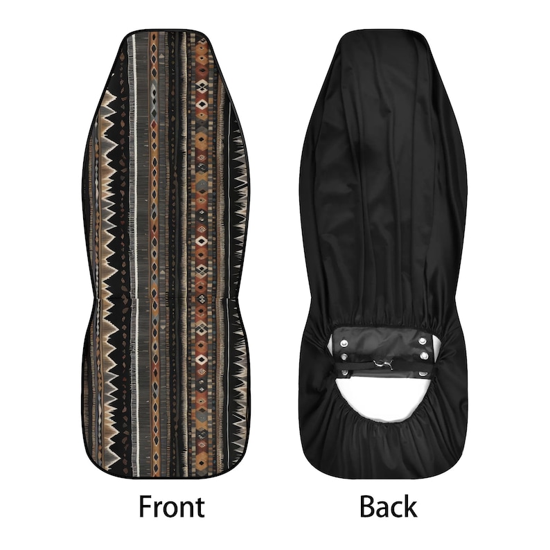 Tribal Brown Car Seat Covers Pair, Ethnic Striped Seat Cover for Car for Men Women, Car Seat Protector, Car Accessories image 7