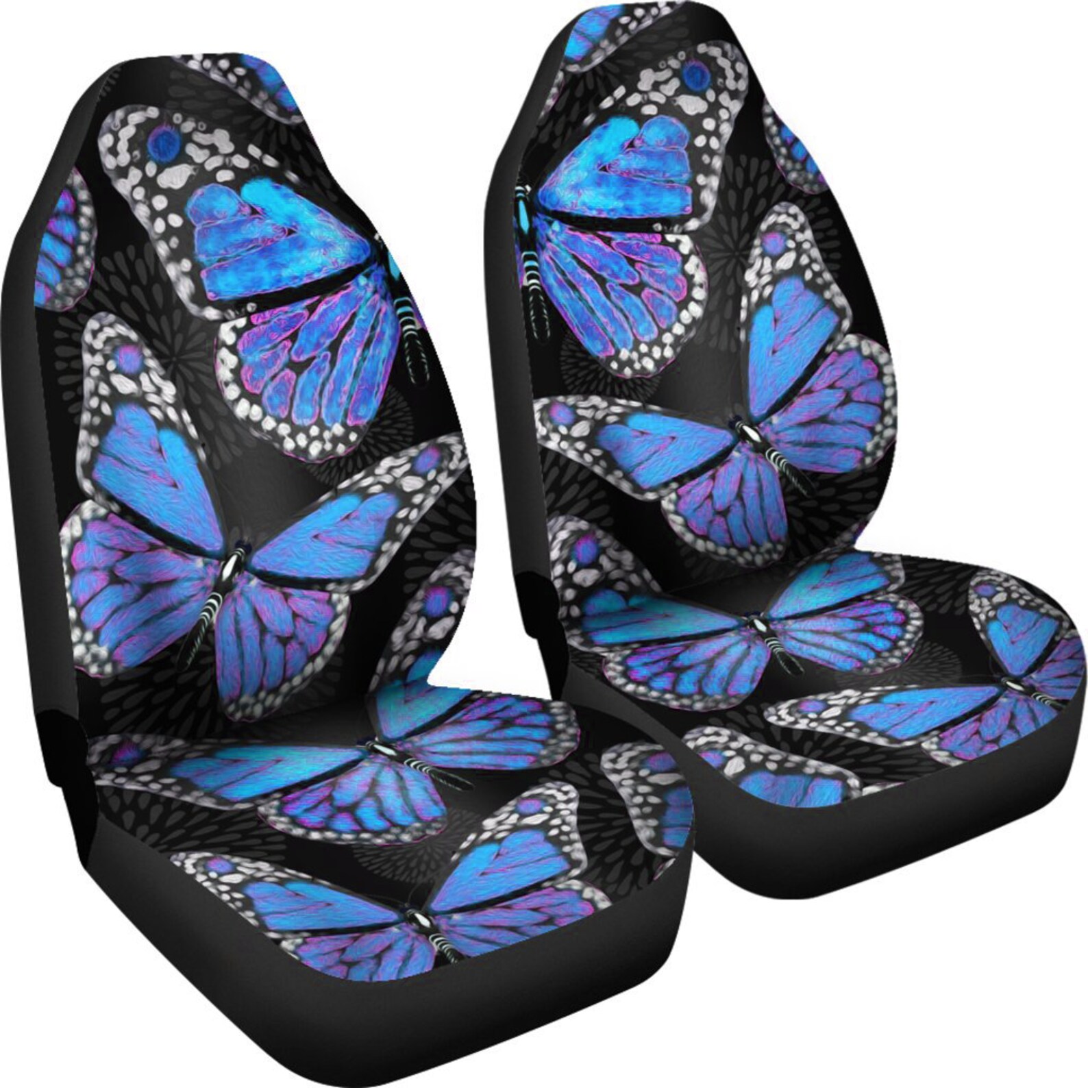 Large Blue Butterflies Black Car Seat Covers Nature Insects Etsy