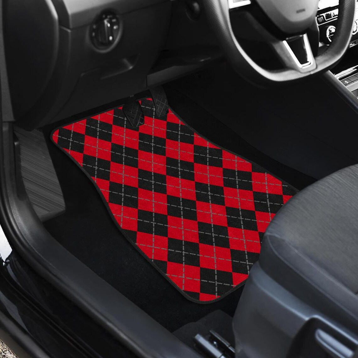 Red Black Diamonds Car Floor Mats Set of 4 Front and Back Etsy