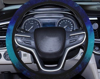 Blue Galaxy Car Steering Wheel Cover, Neoprene Outer Space Stars Car Accessories With Elastic, Celestial Auto Protector