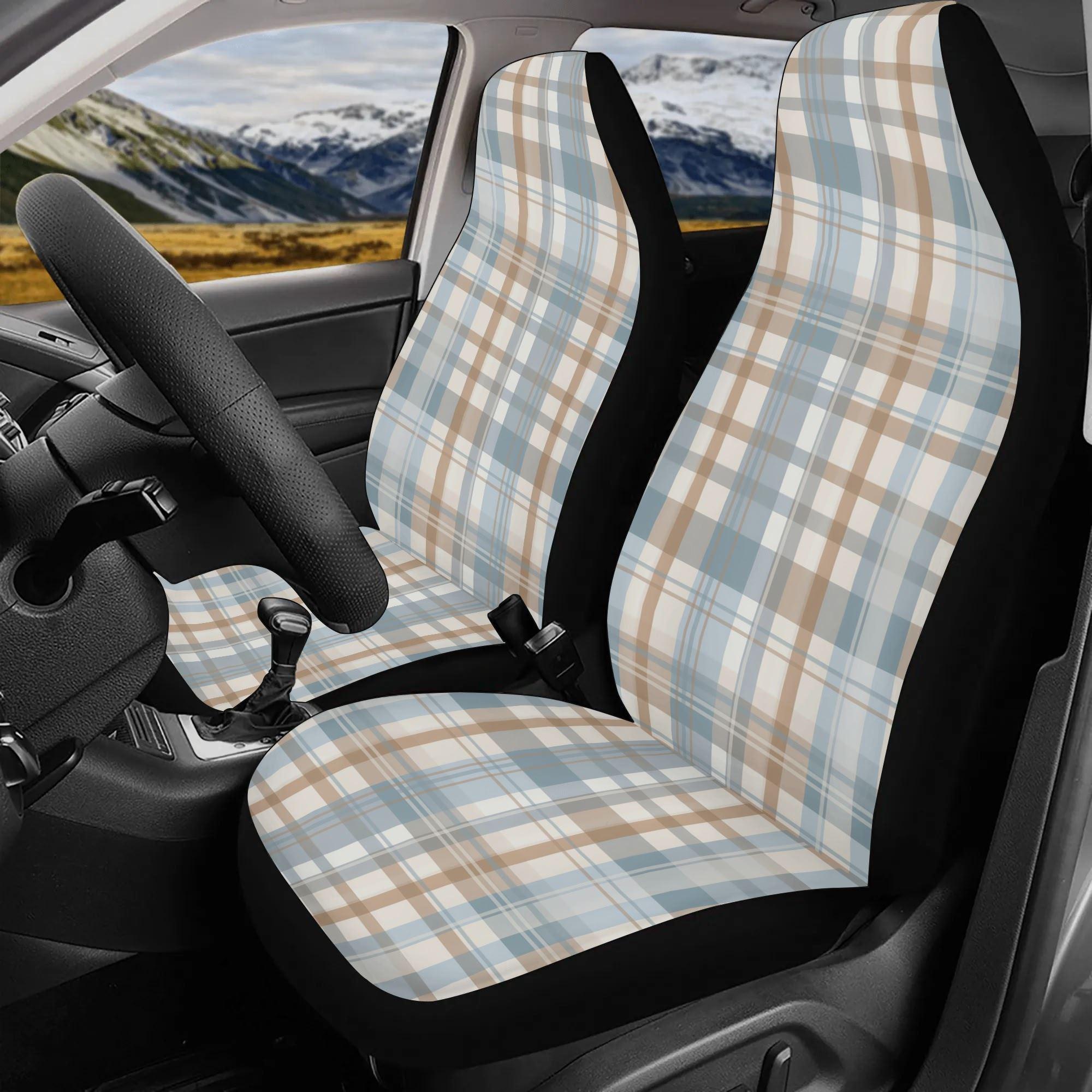 Tan And Green Checkered Car Seat Covers: Stylish Comfort Upgrade