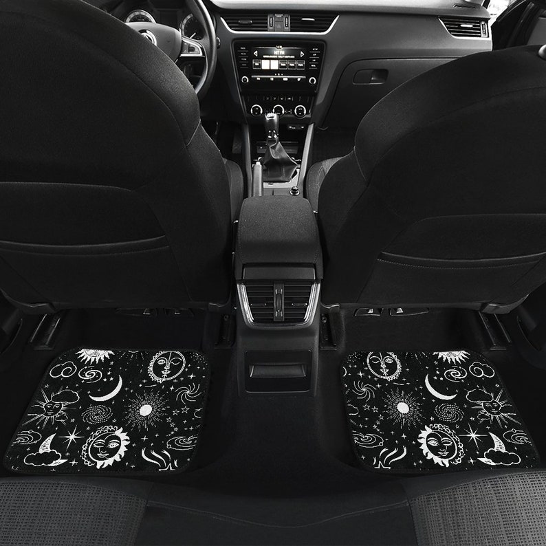 Black White Celestial Suns Moons Stars Clouds Car Floor Mats Etsy