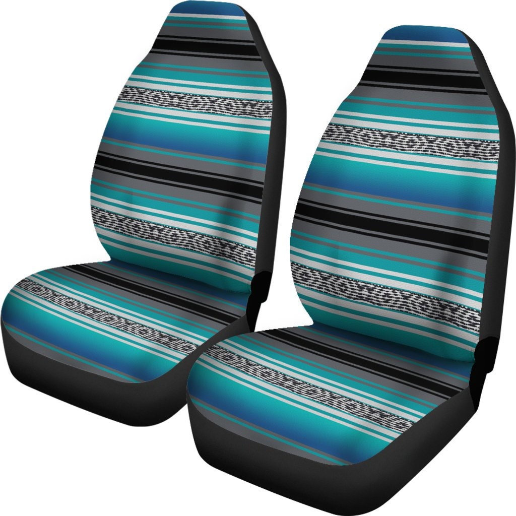 Car Seat Covers Mexican Blanket Turquoise Gray Black Pattern Car Accessory