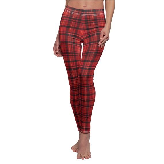 Red plaid hotsell leggings womens