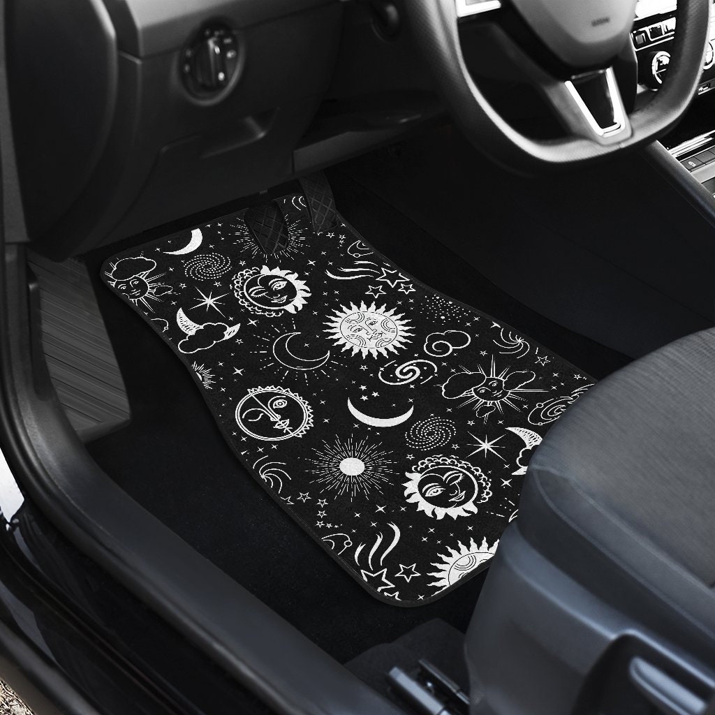 Black White Celestial Suns Moons Stars Clouds Car Floor Mats Etsy