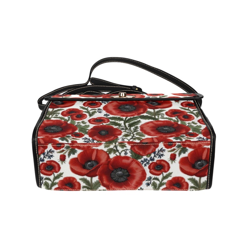 Sac à main fleur de pavot rouge, sac cartable en toile, sac à bandoulière bohème floral printemps-été pour femme, fleur de naissance d'août image 6