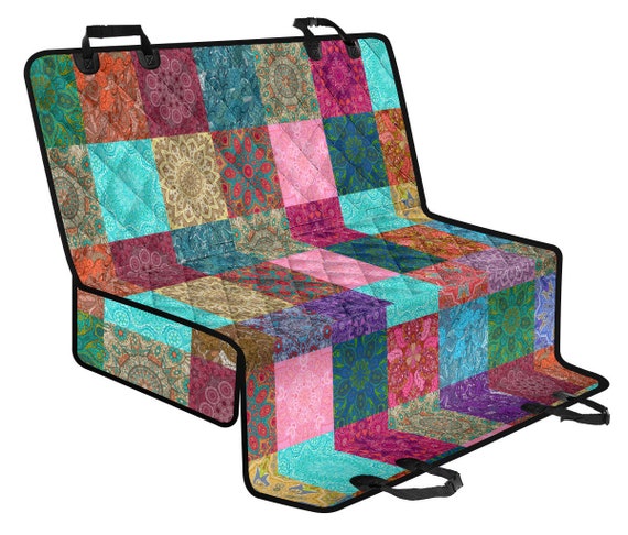 Boho Colorful Patchwork Pattern Car Back Covers Seat Pet Seat Protector  Multi-color Quilt Design 