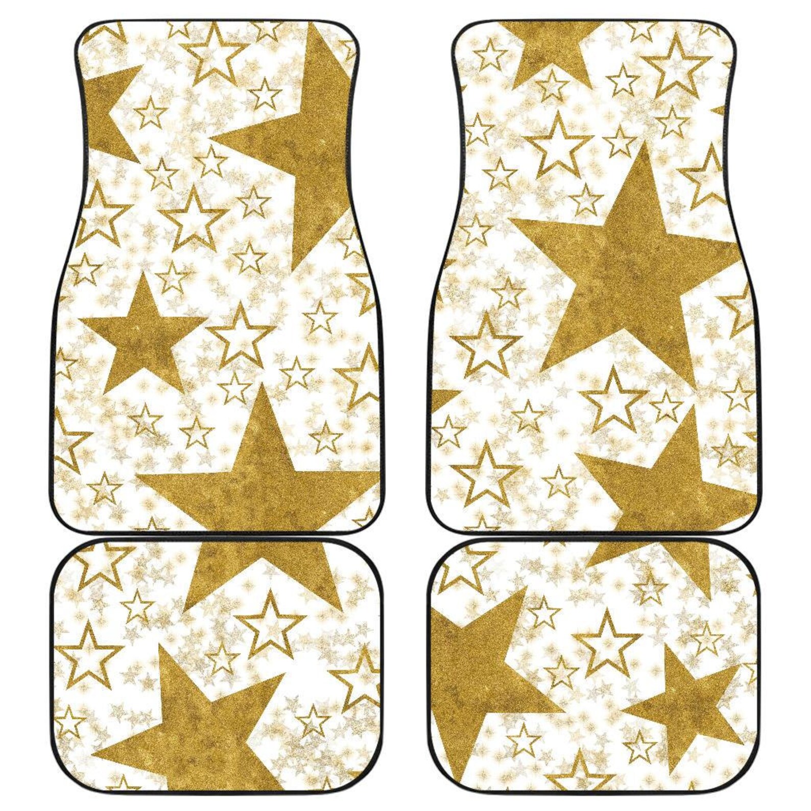 Gold Stars White Car Floor Mats Set of 4 for Front and Back Etsy